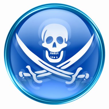 Pirate icon blue, isolated on white background. clipart