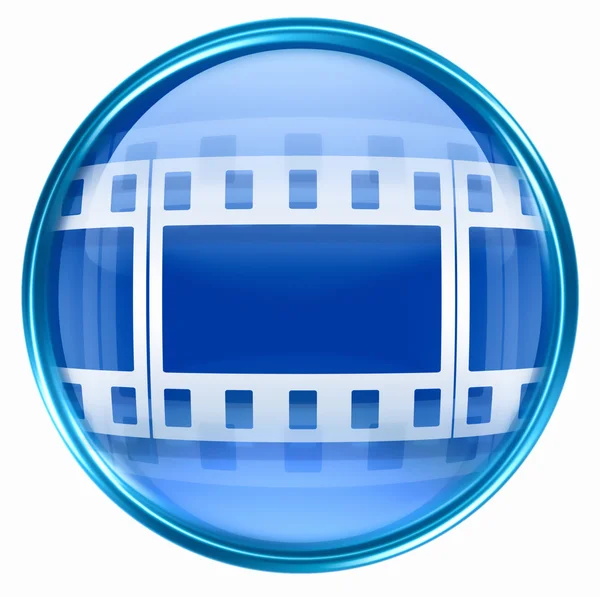 Film icon blue, isolated on white background. — Stock Photo, Image