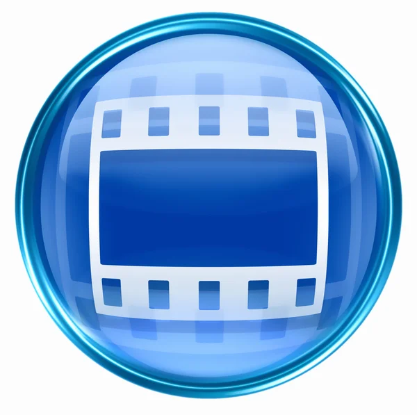 Film ikon kék, elszigetelt fehér background. — Stock Fotó