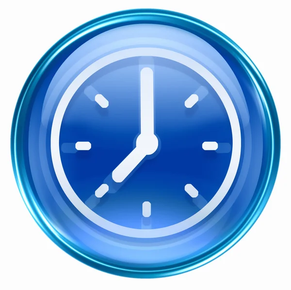Reloj icono azul, aislado sobre fondo blanco — Foto de Stock