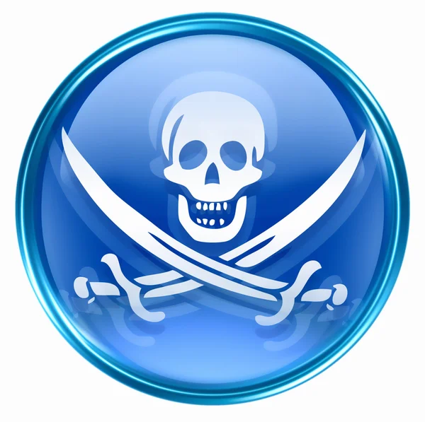 Pirat ikona niebieski, na białym tle. — Zdjęcie stockowe