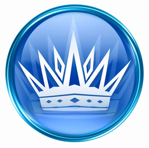 Kroon pictogram blauw, geïsoleerd op witte achtergrond. — Stockfoto