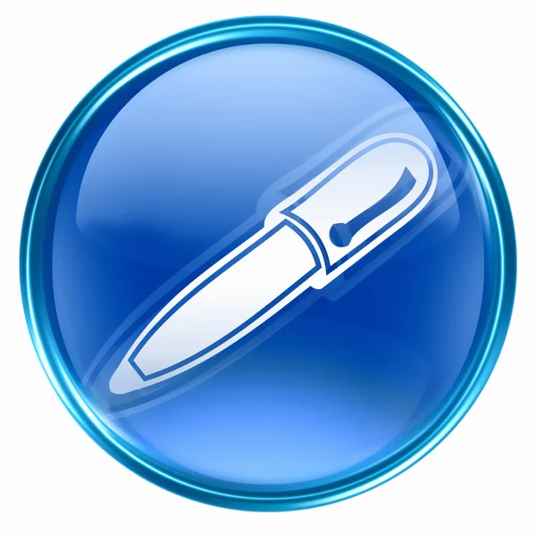 Pennan ikonen blå, isolerad på vit bakgrund. — Stockfoto