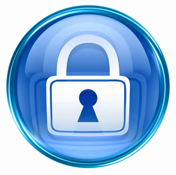 Lock icon blue, isolated on white background. — Stock Photo, Image