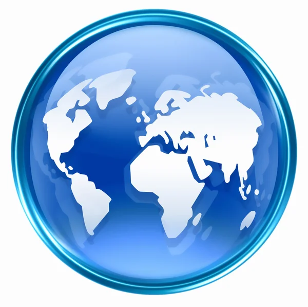 Wereld pictogram blauw, geïsoleerd op witte achtergrond. — Stockfoto
