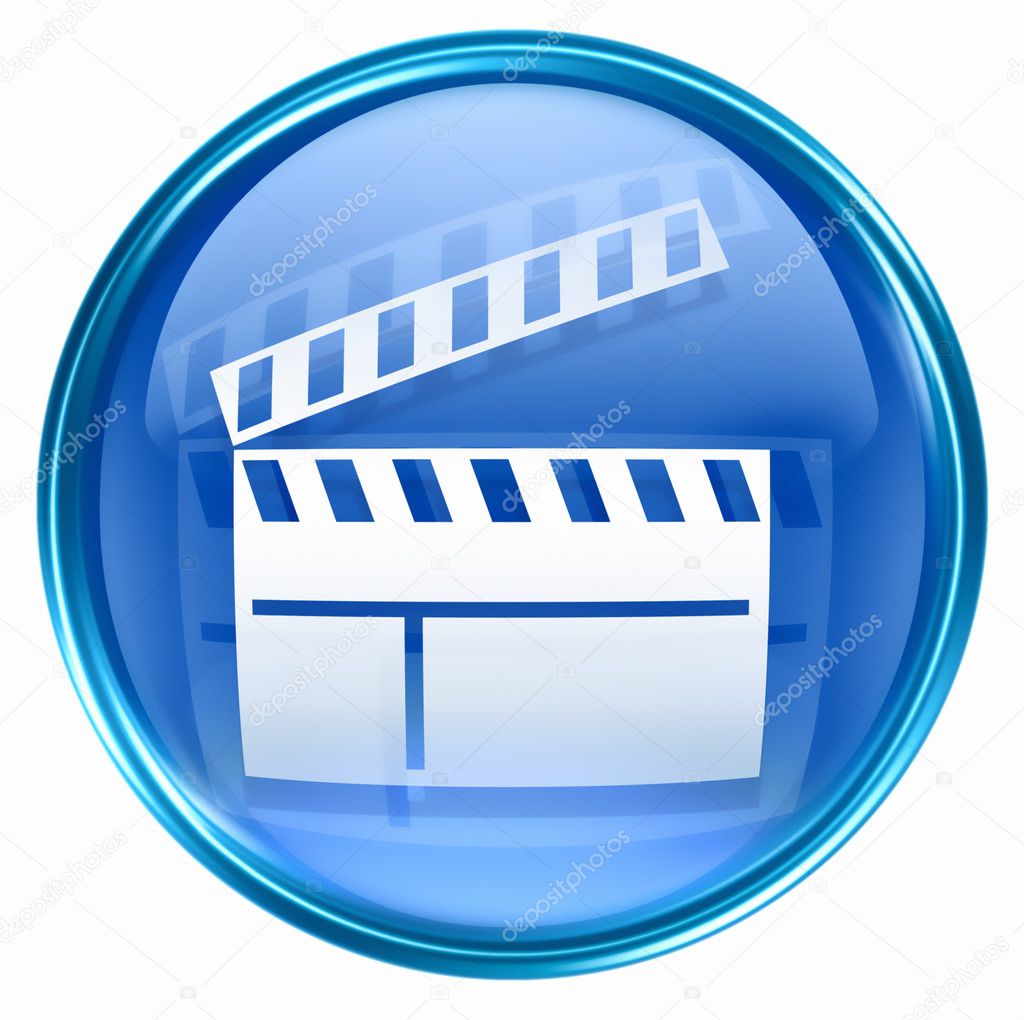 Movie clapper board icon blue.