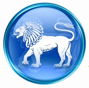 Lion zodiac button icon, isolated on white background. clipart