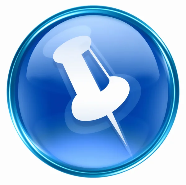 Icona thumbtack blu, isolata su sfondo bianco . — Foto Stock