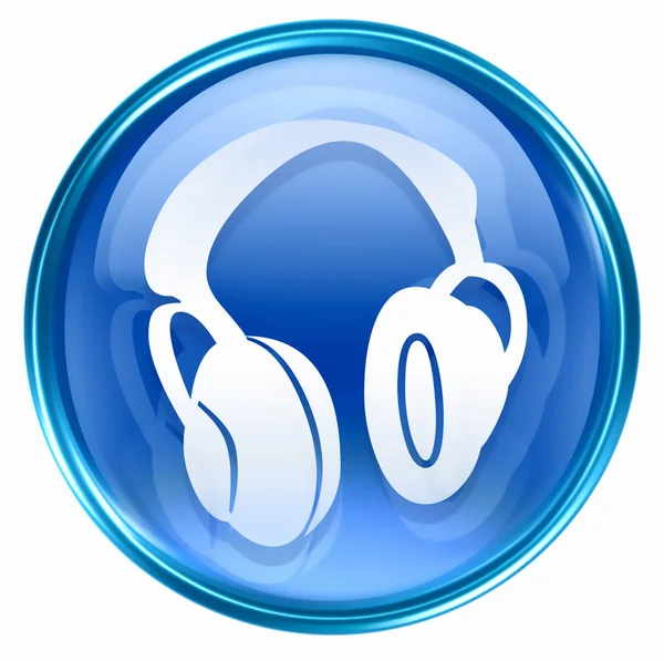 Hoofdtelefoon pictogram blauw. — Stockfoto