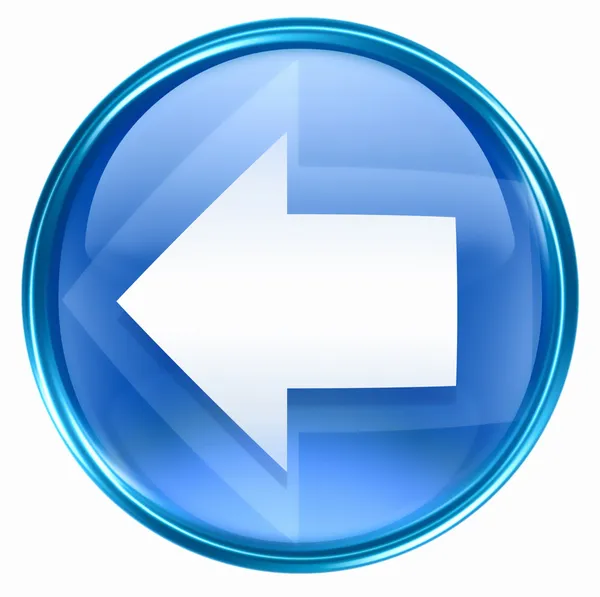 Freccia sinistra icona blu, isolato su sfondo bianco . — Foto Stock