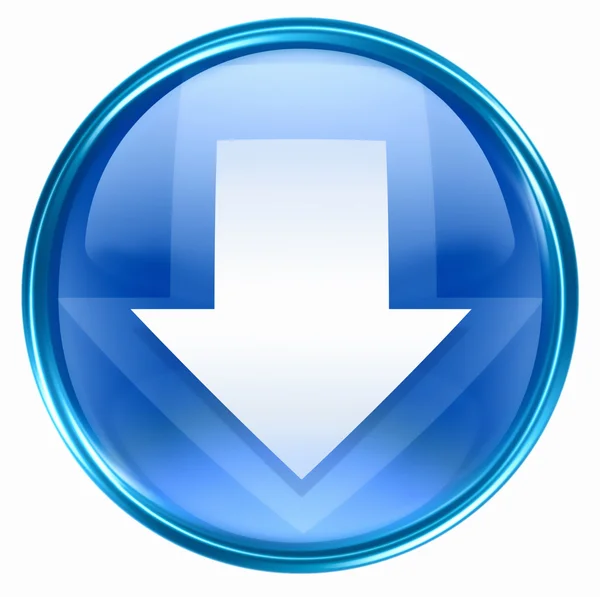 Pijl-omlaag pictogram blauw, geïsoleerd op witte achtergrond. — Stockfoto