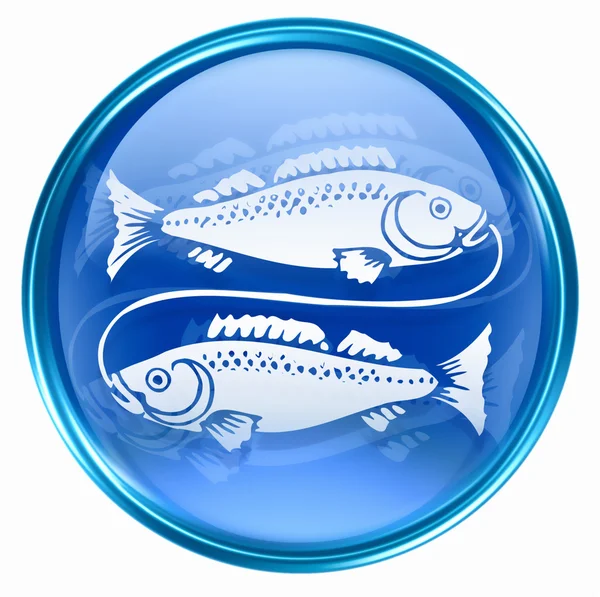 물고기 자리 조디악 버튼 아이콘, 흰색 배경에 고립. — 스톡 사진