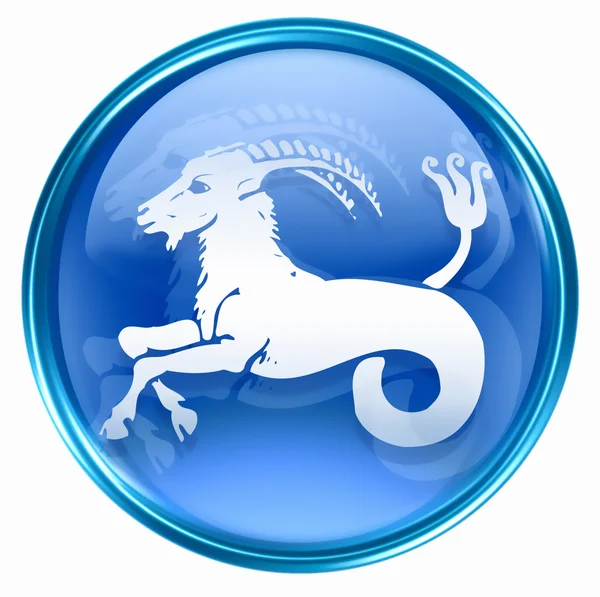 Przycisk znak zodiaku Koziorożec, na białym tle. — Zdjęcie stockowe