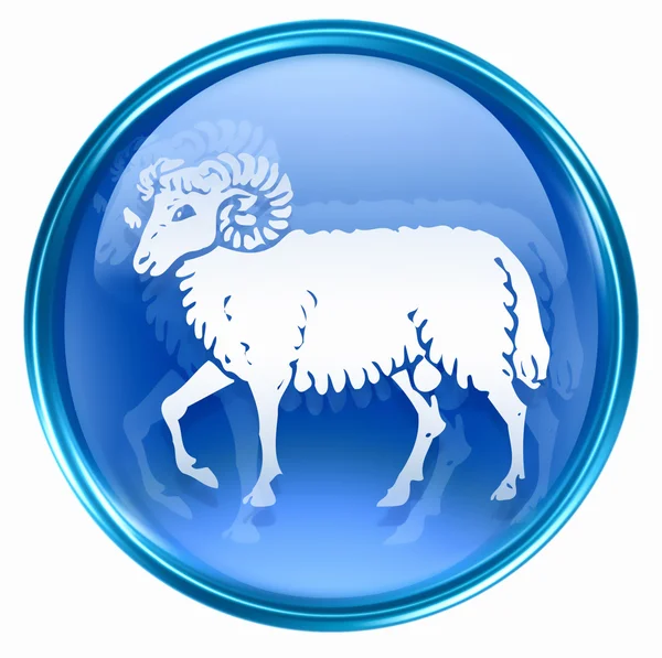 Ikona przycisku znak zodiaku Baran, na białym tle. — Zdjęcie stockowe