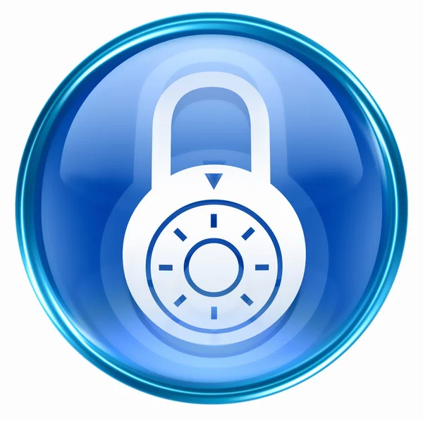 Lock is uitgeschakeld, pictogram blauw, geïsoleerd op witte achtergrond. — Stockfoto