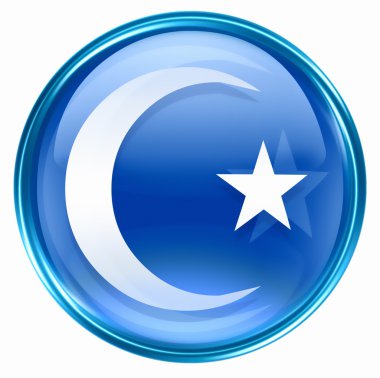 ay ve yıldız simgesi mavi, beyaz zemin üzerine izole.