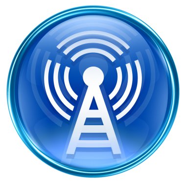 WI-FI tower icon blue, isolated on white background clipart