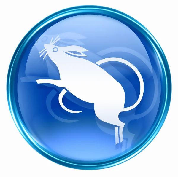 Rato Zodíaco ícone azul, isolado no fundo branco . — Fotografia de Stock