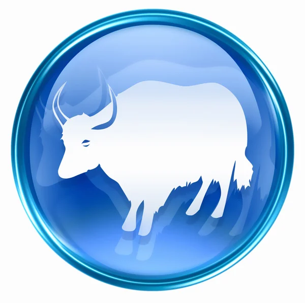 Ox dierenriem pictogram blauw, geïsoleerd op witte achtergrond. — Stockfoto