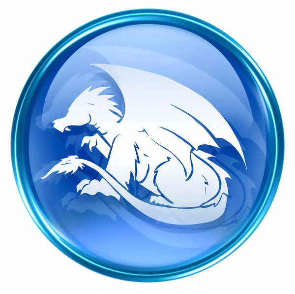 Ícone do zodíaco dragão azul, isolado no fundo branco . — Fotografia de Stock