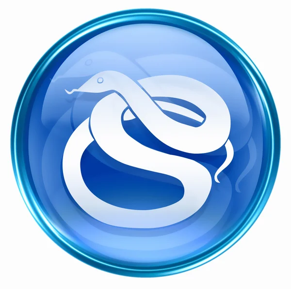 Ícone do zodíaco da serpente azul, isolado no fundo branco . — Fotografia de Stock