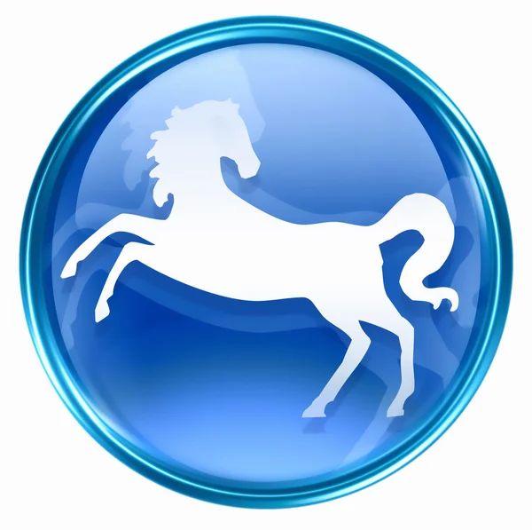 Sternzeichen Pferd blau, isoliert auf weißem Hintergrund. — Stockfoto