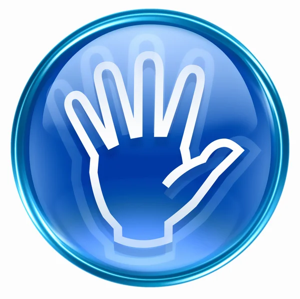 Kéz ikon kék, elszigetelt fehér background. — Stock Fotó
