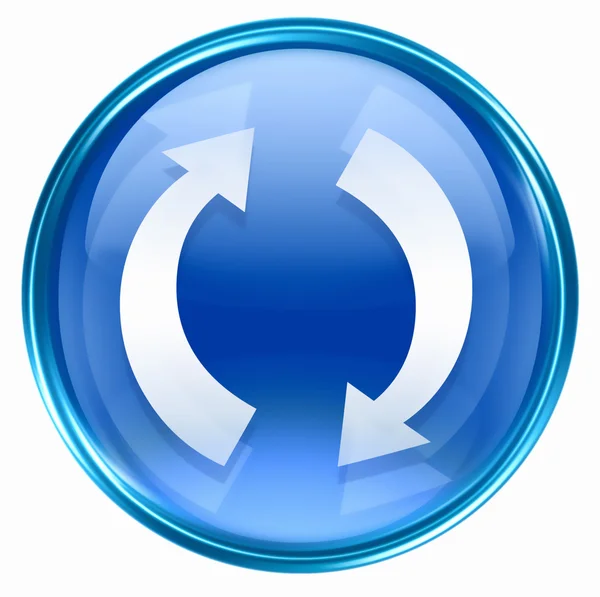 Refresh icon blau, isoliert auf weißem Hintergrund. — Stockfoto
