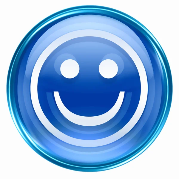 Smiley Rosto azul, isolado sobre fundo branco . — Fotografia de Stock