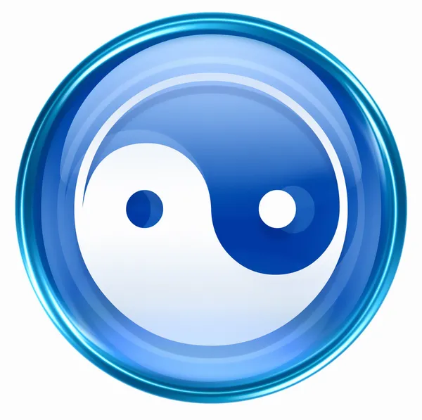 Yin yang símbolo icono azul, aislado sobre fondo blanco . —  Fotos de Stock