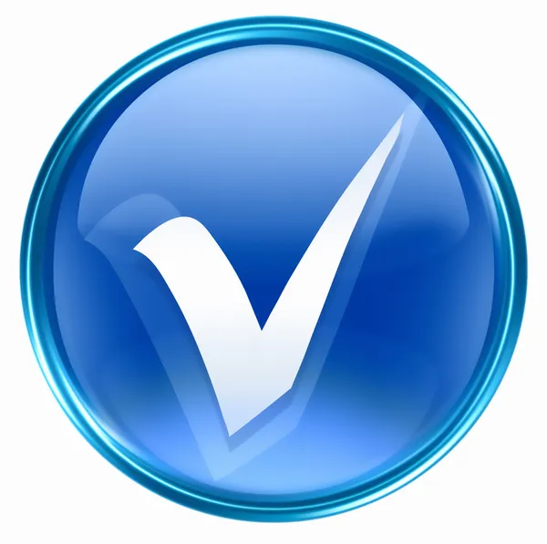 Controleer pictogram blauw, geïsoleerd op witte achtergrond. — Stockfoto