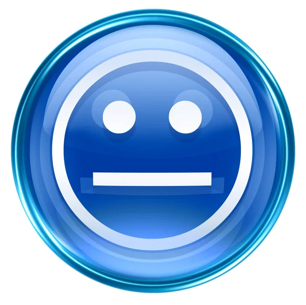 Smiley gezicht blauw, geïsoleerd op witte achtergrond. — Stockfoto