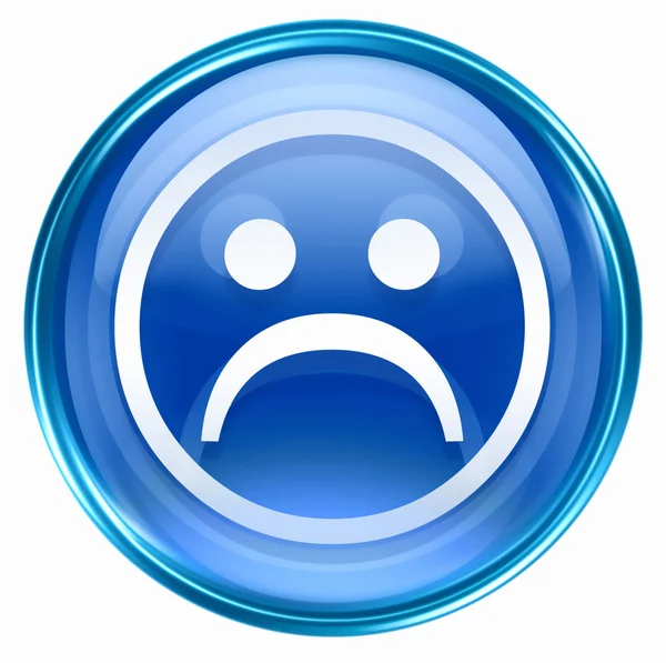Smiley Face, dissatisfied blue, isolated on white background. — Stock Photo, Image