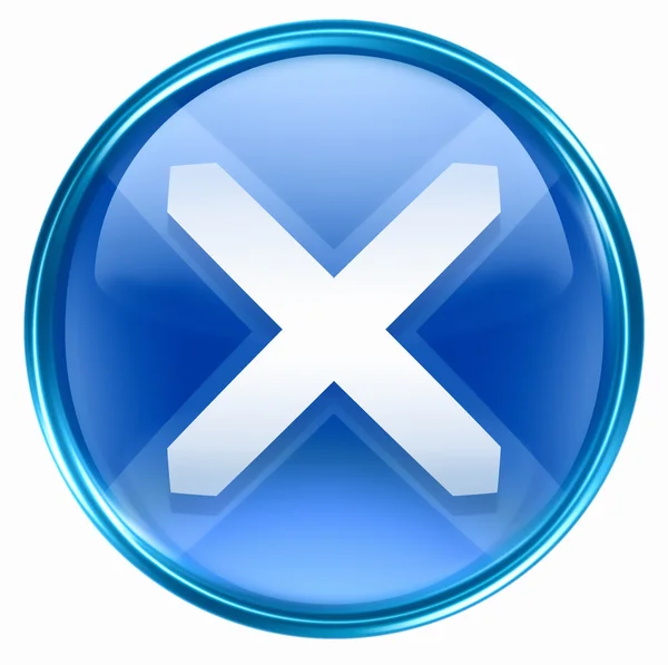 Fechar ícone azul, isolado no fundo branco . — Fotografia de Stock
