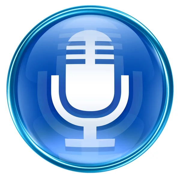 Mikrofon ikon kék, elszigetelt fehér background — Stock Fotó