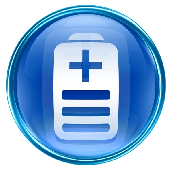 Icona della batteria blu, isolato su sfondo bianco — Foto Stock