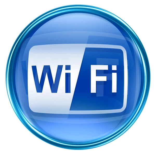 Wi-fi ikona niebieski, na białym tle — Zdjęcie stockowe