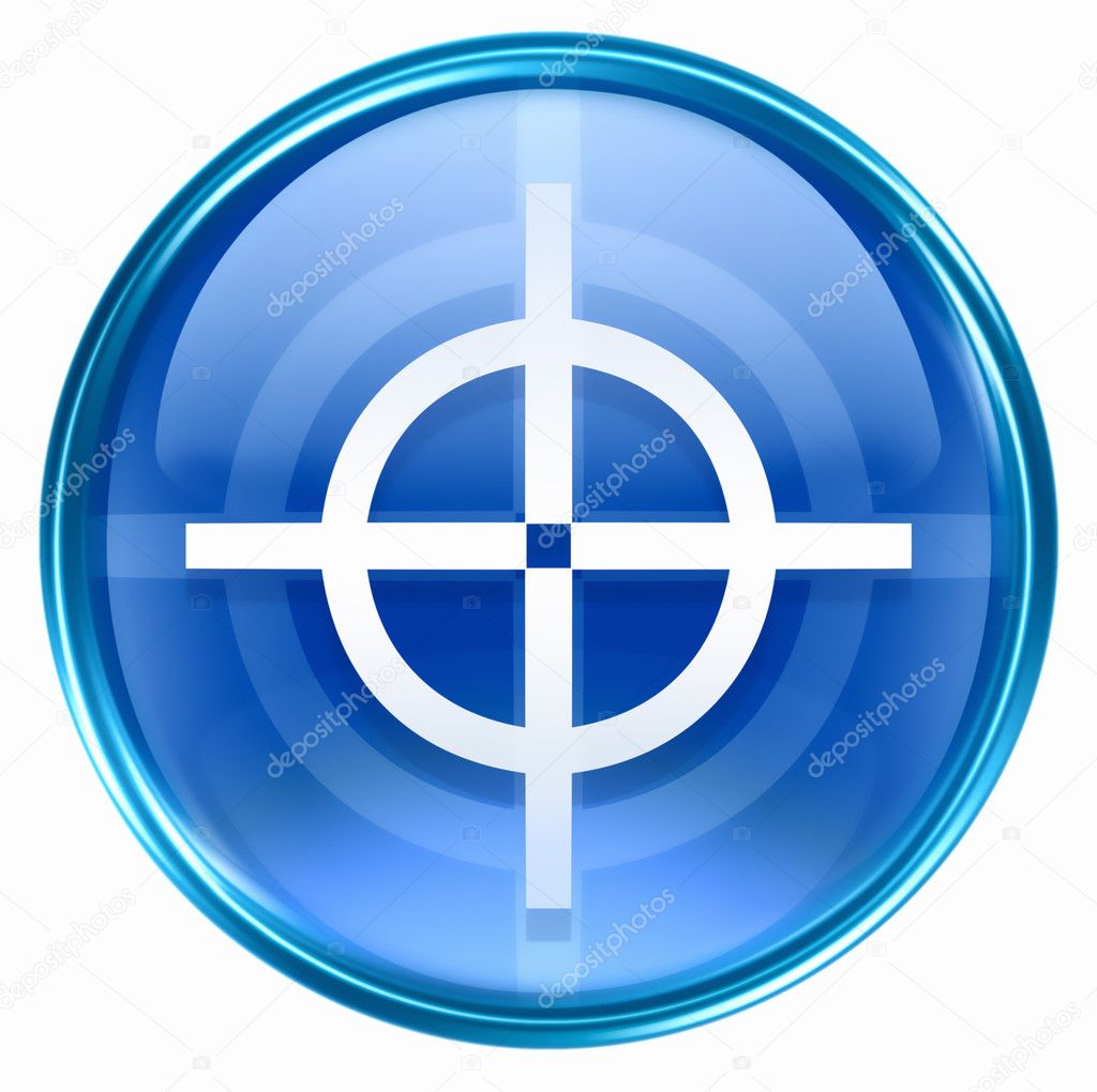 Target icon blue, isolated on white background.