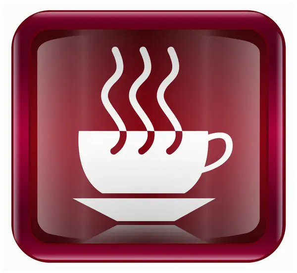 コーヒー カップ アイコン暗い赤、白の背景に分離 — ストックベクタ