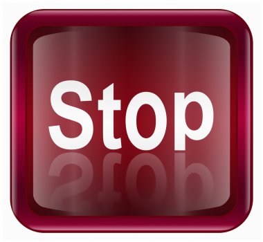 Stop icon dark red, isolated on white background