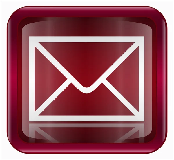 Ícone de envelope postal vermelho escuro, isolado em fundo branco — Vetor de Stock