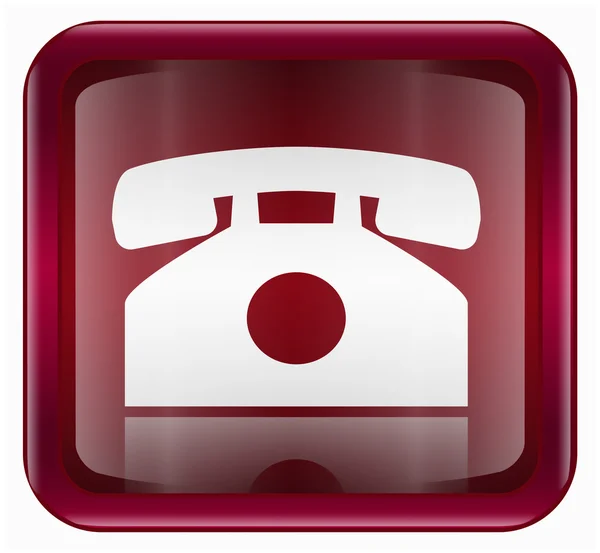 Ícone do telefone vermelho escuro, isolado no fundo branco — Vetor de Stock