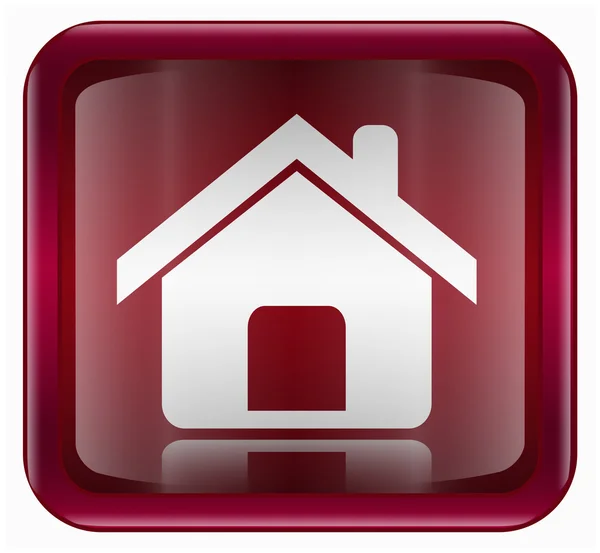 Home ikonra sötét piros, elszigetelt fehér background — Stock Vector