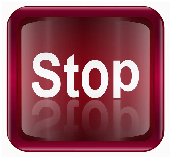 Icône stop rouge foncé, isolé sur fond blanc — Image vectorielle