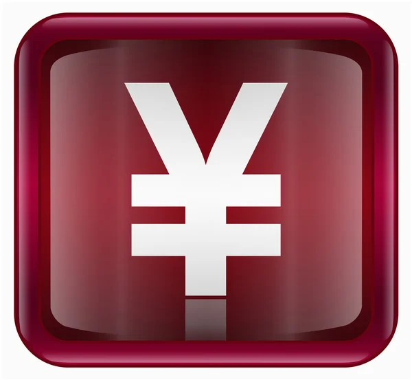 Yen icône rouge foncé, isolé sur fond blanc — Image vectorielle