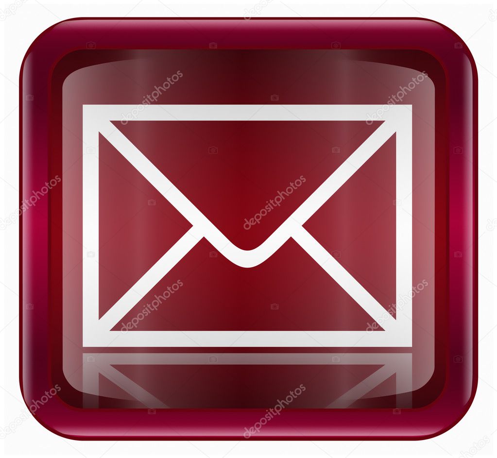 Postal envelope icon dark red, isolated on white background