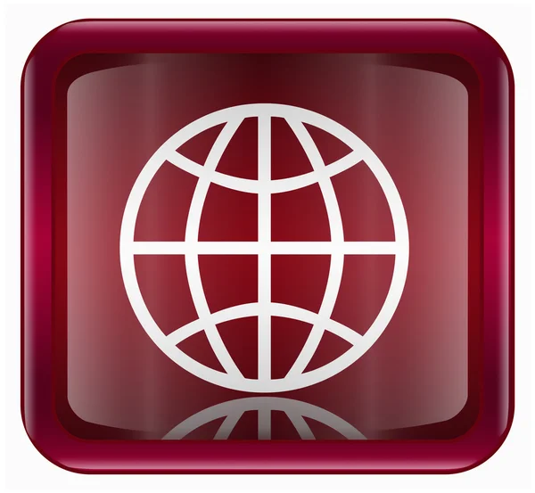 Globe εικονίδιο σκούρο κόκκινο, απομονωμένες σε άσπρο φόντο — Διανυσματικό Αρχείο