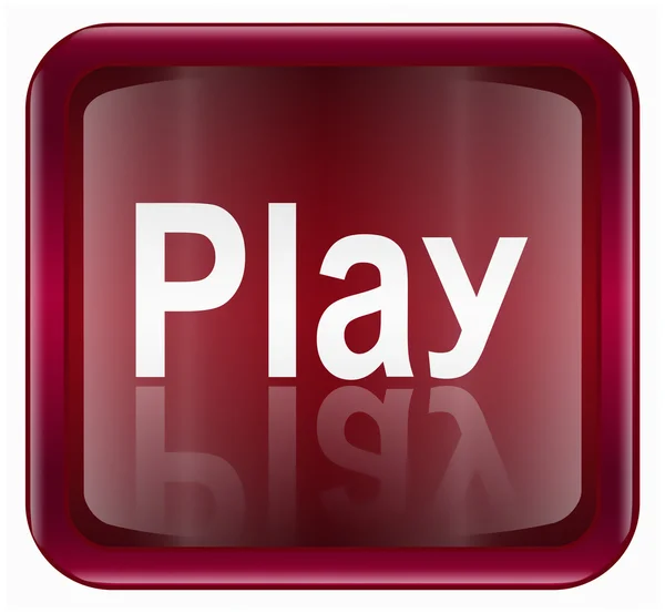 Play-Symbol dunkelrot, isoliert auf weißem Hintergrund — Stockvektor
