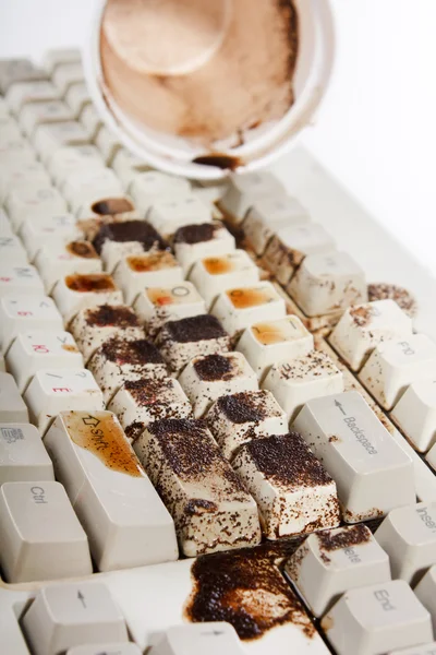Derrame de café en el teclado — Foto de Stock