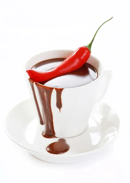 Warme chocolademelk met chili — Stockfoto